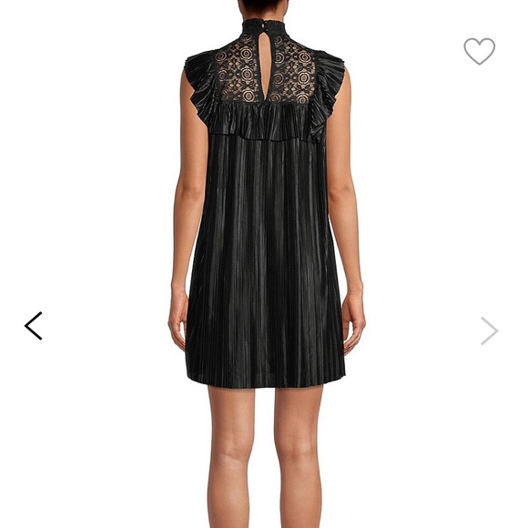 NWT- never worn Black lace & shiny pleats short Aline TFNC Annelise dress small - Picture 2 of 8